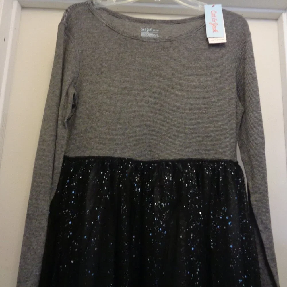 TULLE SPARKLE FULL SKIRTED STRIPES AND NETTING DRESS BY CAT & JACK GIRLS XX LG
